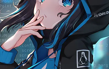 操作系统娘 Linux 系统 Arch Linux 系统 标识  终端 意式饺子 黑色 手机壁纸 4K壁纸