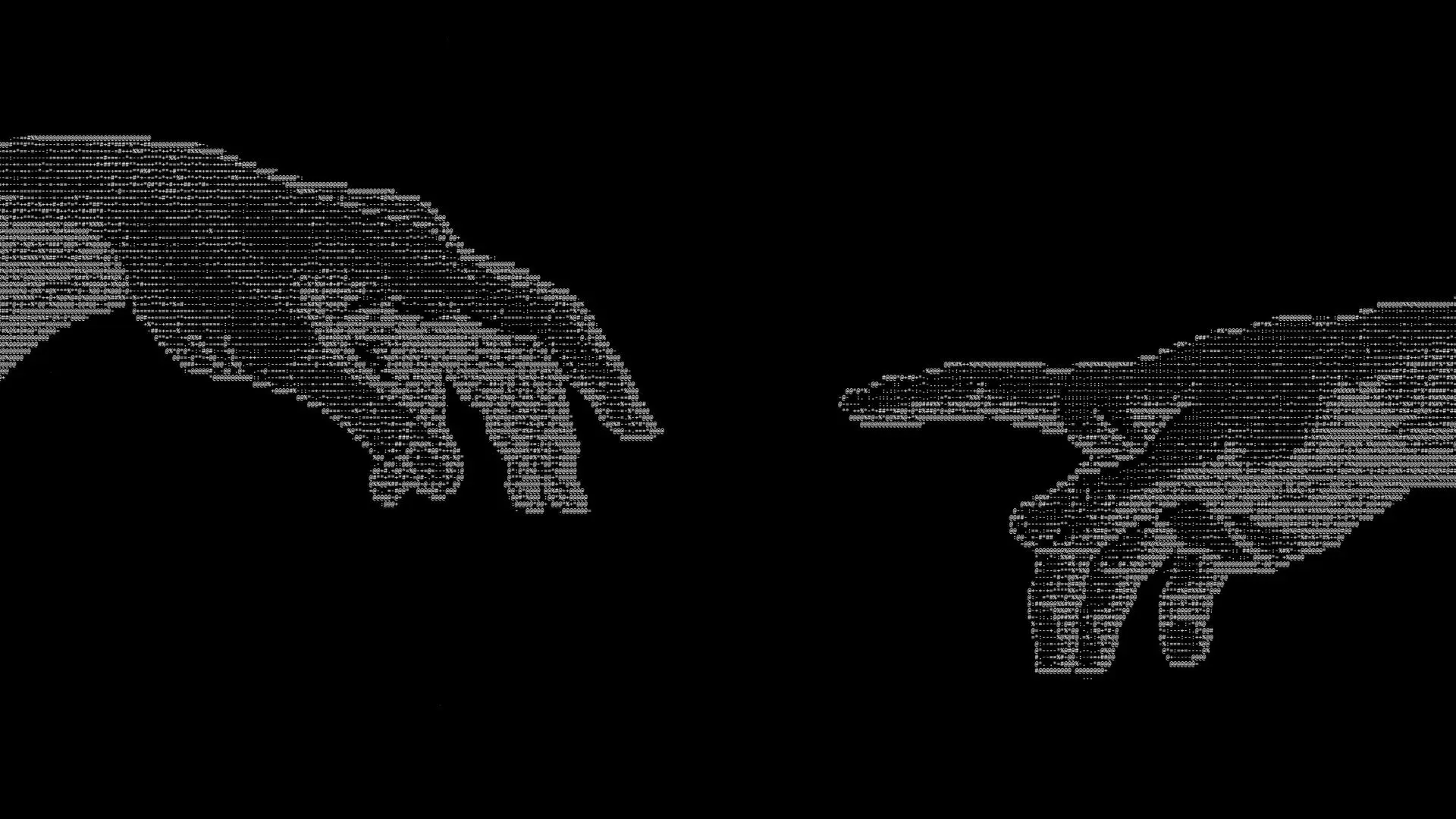 ASCII 艺术 创造亚当 简约背景 暗色 双手 特写 伸出手臂 手指 数字艺术 4K壁纸