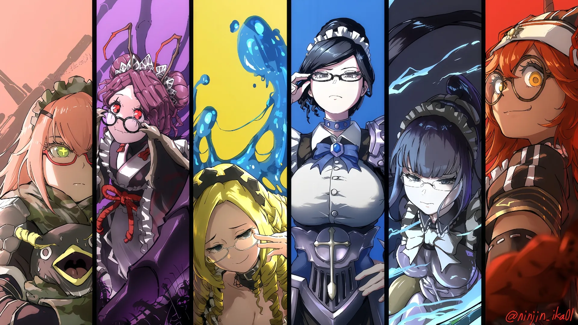 骨傲天 Overlord 动漫少女 彩色 女仆装 由莉阿尔法 露普斯蕾琪娜贝塔 娜贝拉尔伽玛 德尔塔 索留香艾普西隆 瓦西里萨泽塔 艾克雷尔 4K壁纸